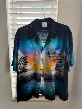 Casa Blanca Men's Blue Multi-Color Graphic Hawaiian Shirt